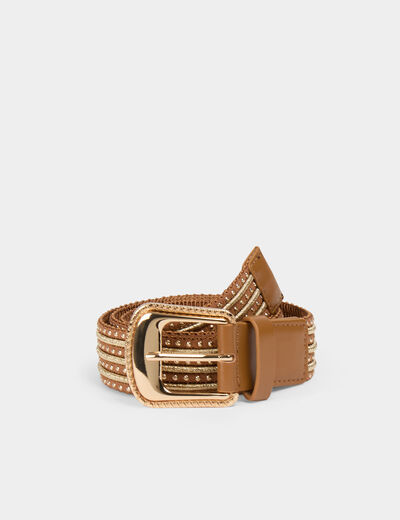 Ceinture à clous camel femme