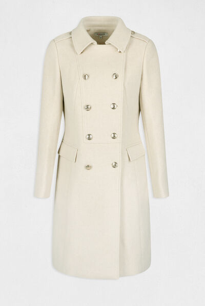 Manteau droit boutonné beige femme