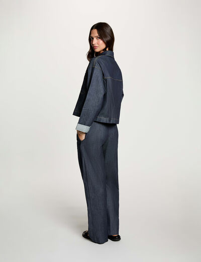 Veste jean cropped denim brut femme