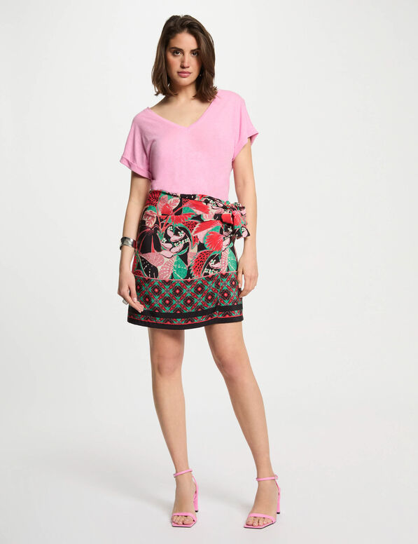 jupe nouee imprimee multicolore femme Jupe nouée imprimée multicolore femme