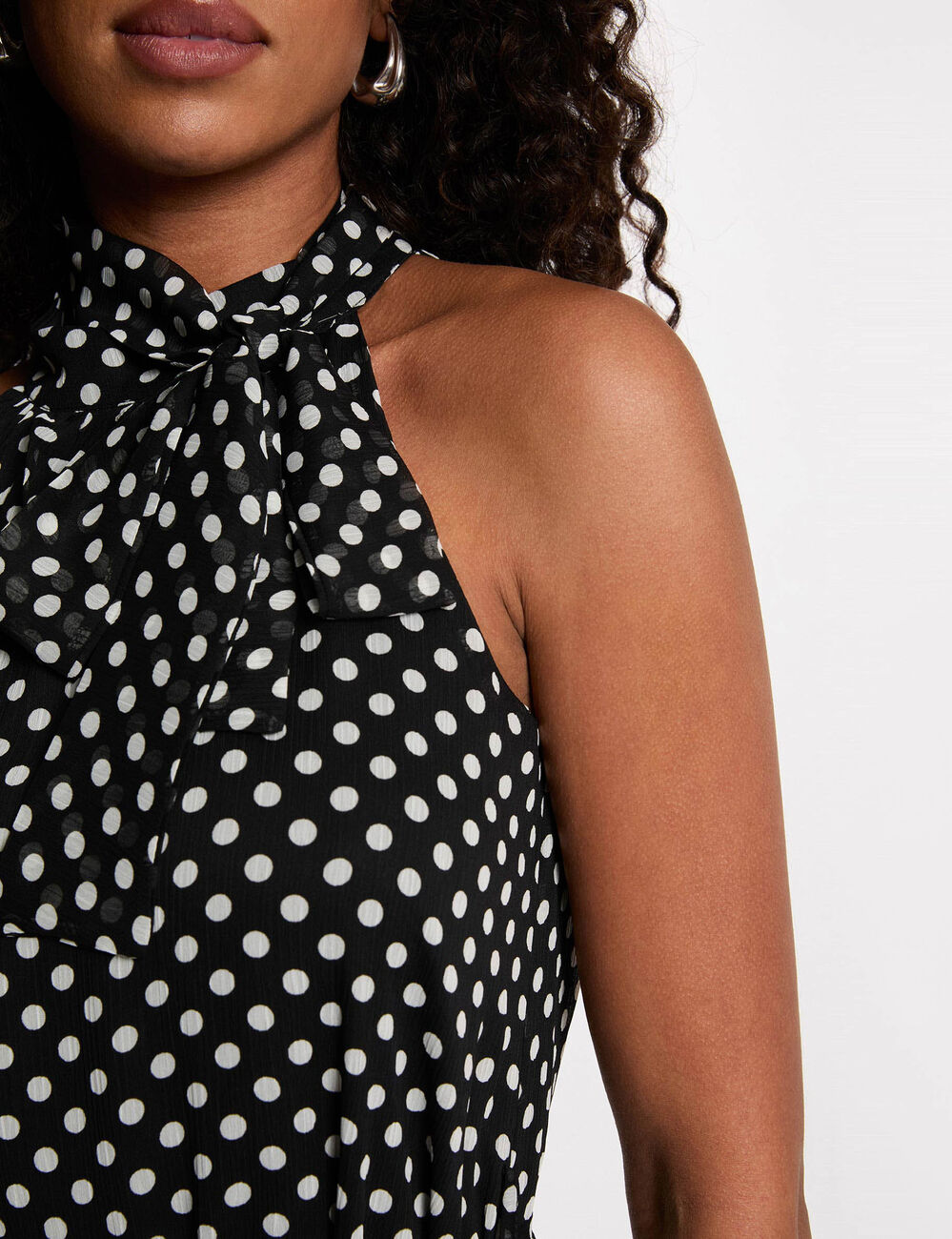 Robe fluide col montant noir femme