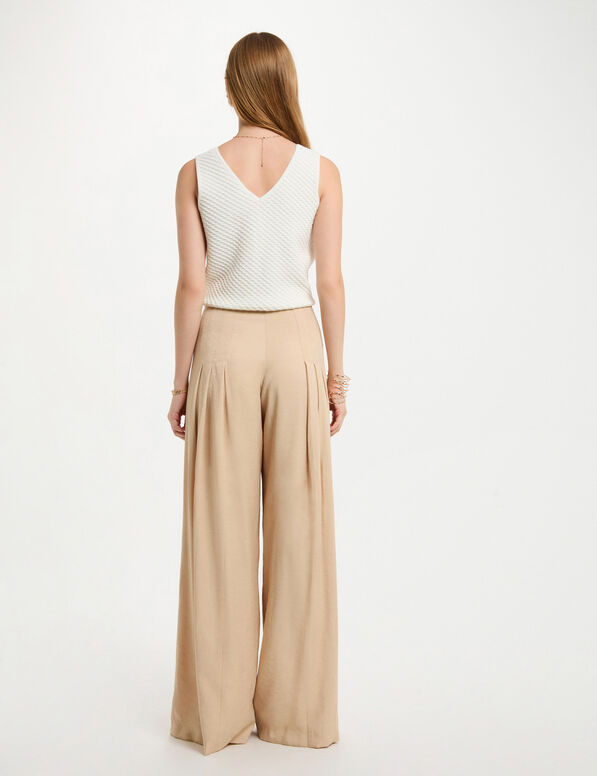 pantalon large a pinces creme femme Pantalon large à pinces creme femme
