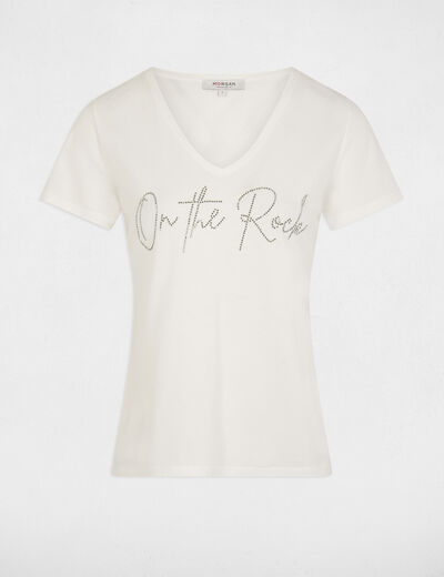 T-shirt à inscription ecru femme