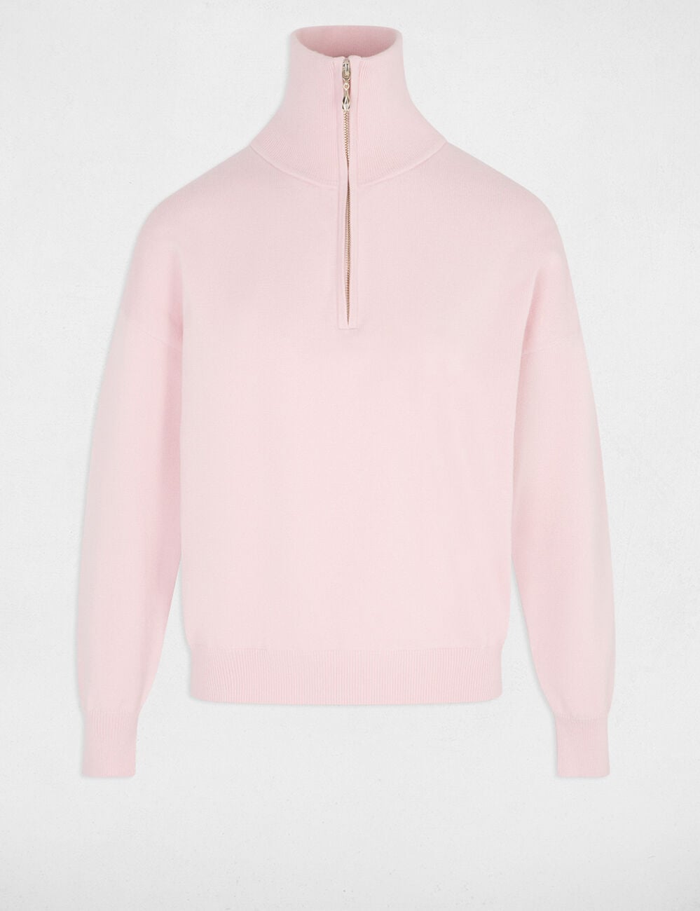 Pull col camionneur rose pastel femme