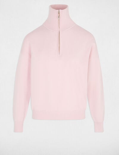 Pull col camionneur rose pastel femme