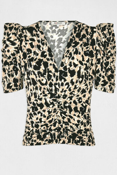 T-shirt manches courtes imprimé multico femme