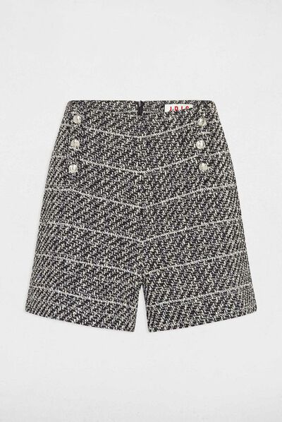 Short droit avec fils métallisés noir femme