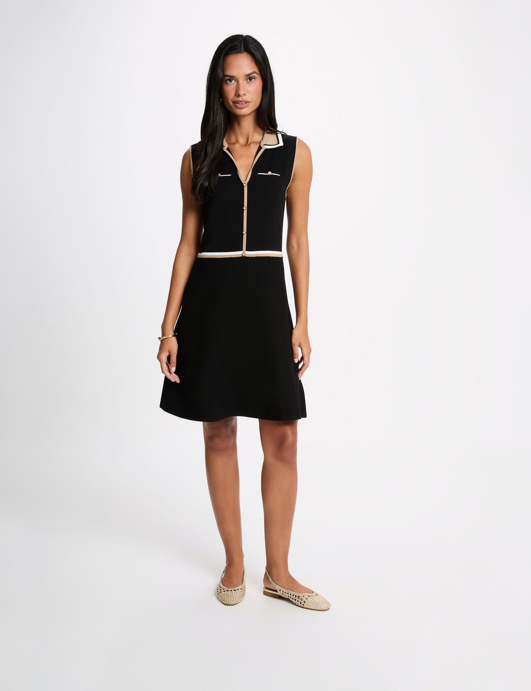 Robe tricot col à revers femme