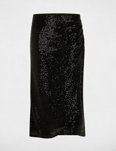 Jupe portefeuille ajust&eacute;e noir femme