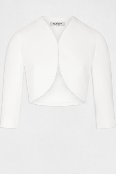 Veste droite manches 3/4 ecru femme