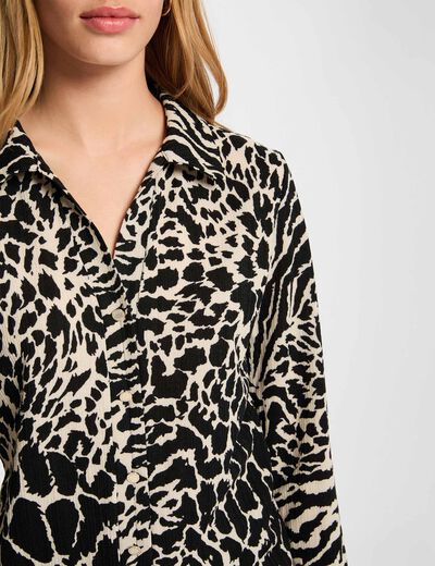 Chemise ajust&eacute;e col &agrave; revers multicolore femme