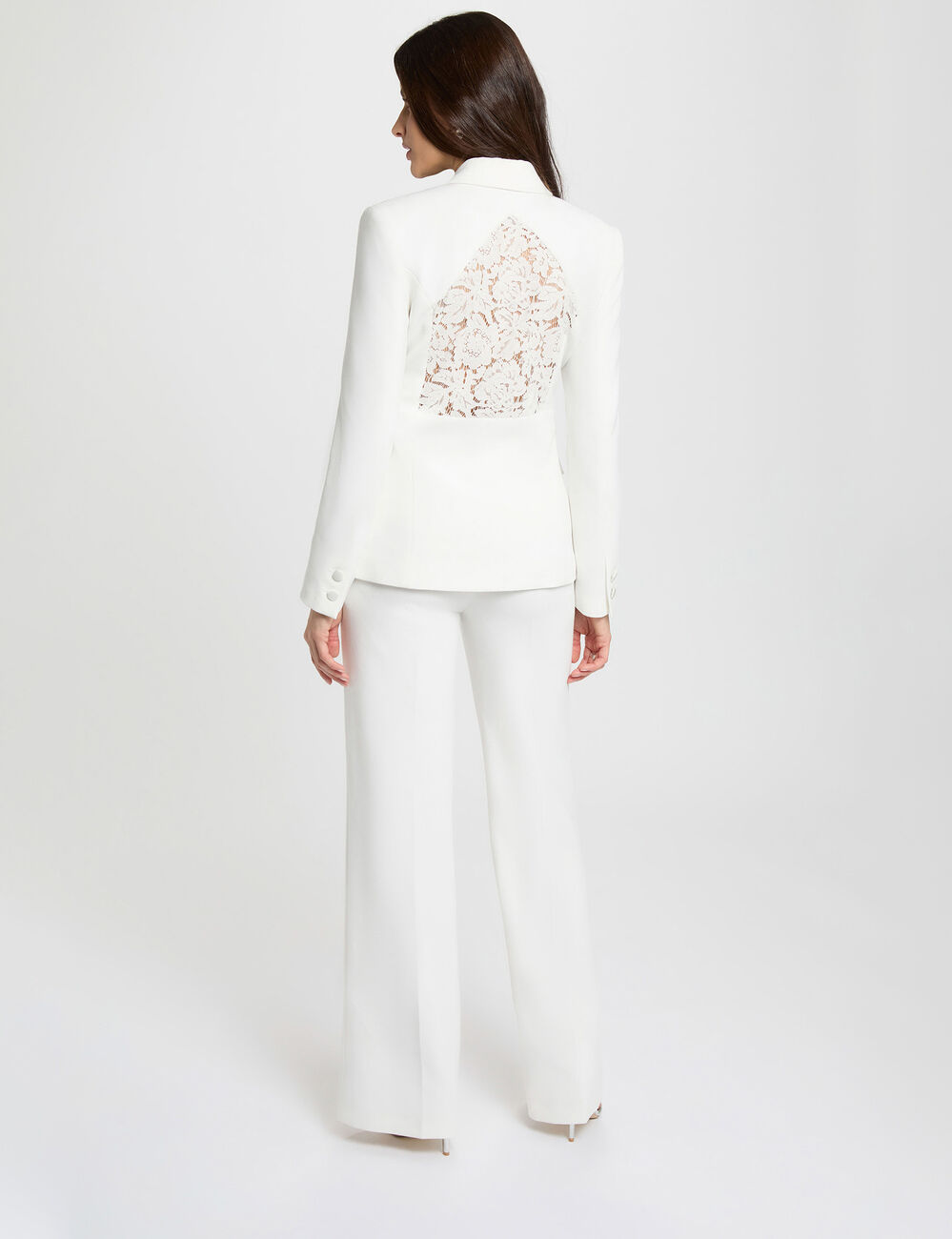 Blazer ajust&eacute; dentelle blanc femme