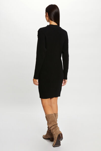 Robe pull ajustée avec boutons noir femme