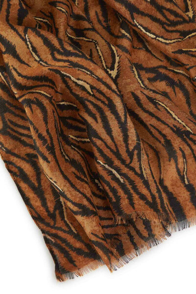 Foulard imprimé animalier marron femme
