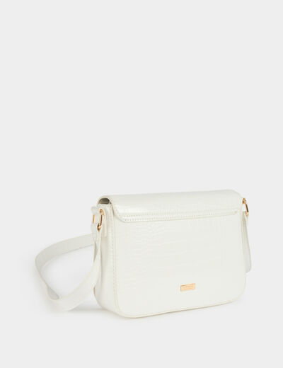 Sac bandouli&egrave;re croco ivoire femme