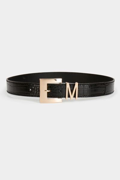 Ceinture passant M aspect croco noir femme