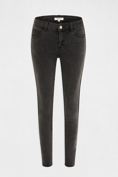 Jeans skinny avec bandes côtés gris moyen femme