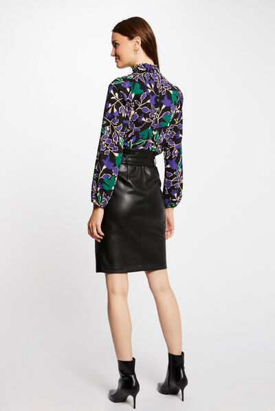 Blouse manches longues imprimé végétal multico femme