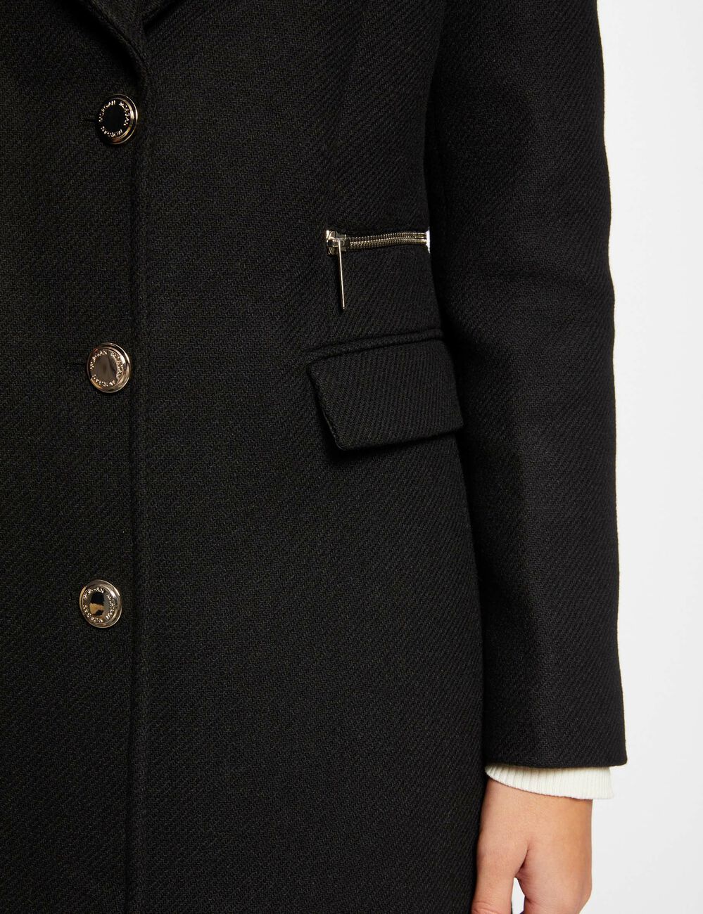 Manteau cintré avec détail zippé noir femme