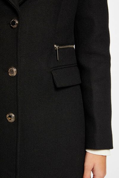 Manteau cintré avec détail zippé noir femme