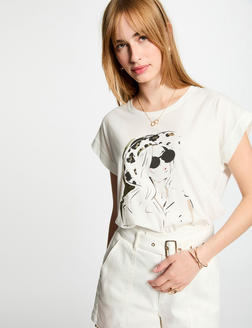 T-shirt à inscription blanc femme