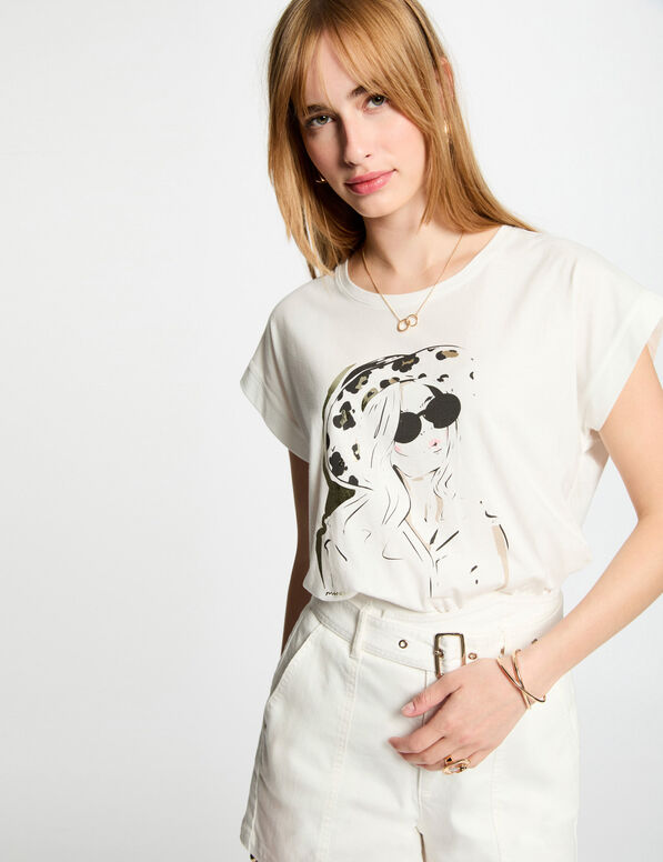 t shirt a inscription blanc femme T-shirt à inscription blanc femme