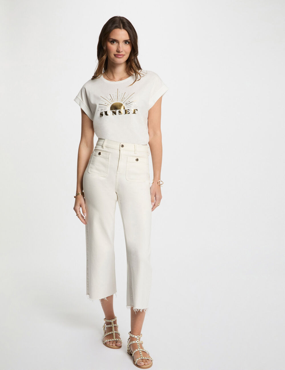 T-shirt à inscription blanc femme