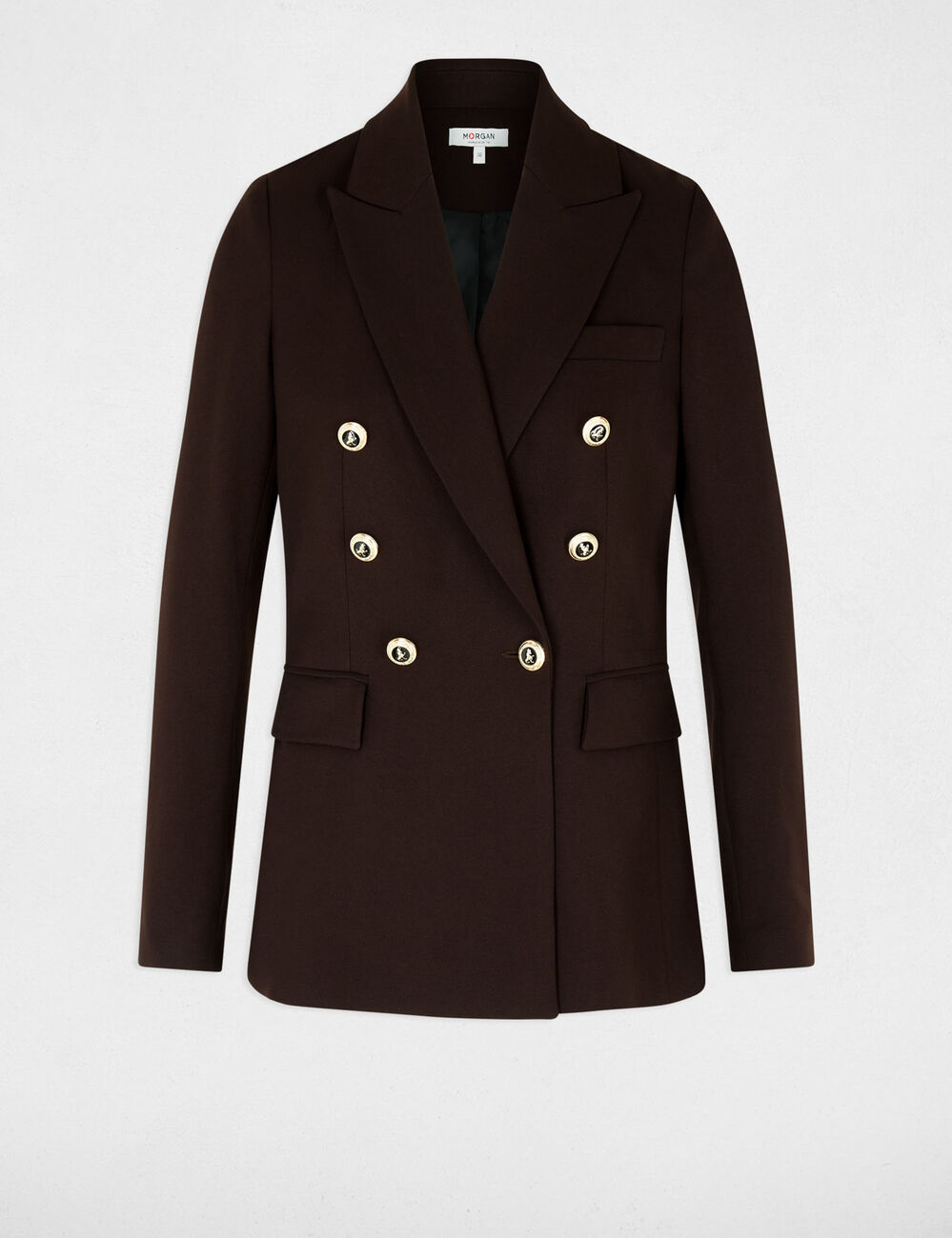 Blazer ajust&eacute; manches longues marron fonc&eacute; femme