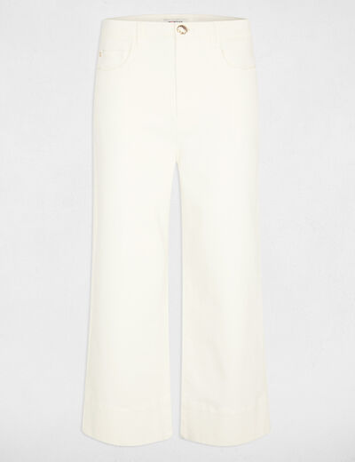 Pantacourt large taille haute blanc femme