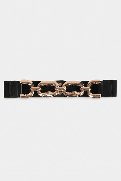 Ceinture élastiquée avec maillons noir femme