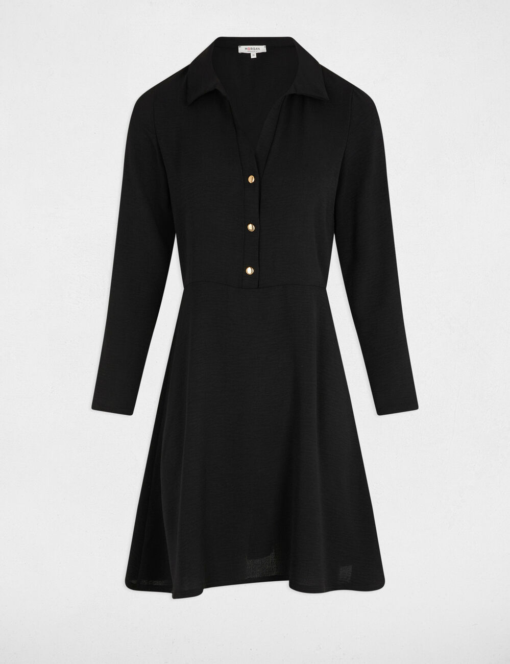 Robe courte droite fluide noir femme