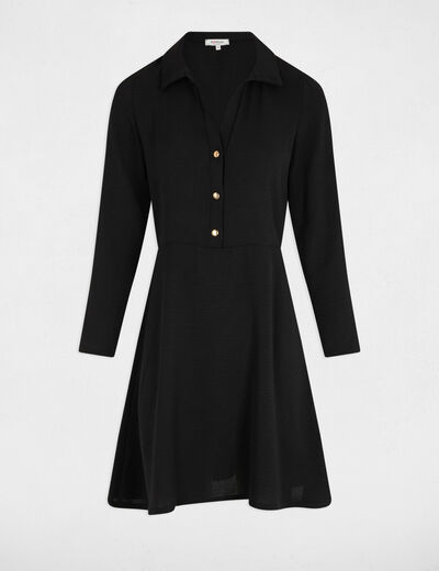 Robe courte droite fluide noir femme