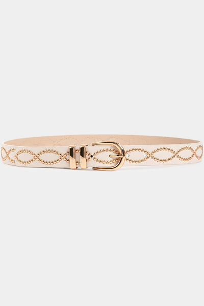 Ceinture avec clous ivoire femme