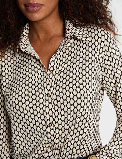 Chemise droite col &agrave; revers noir femme