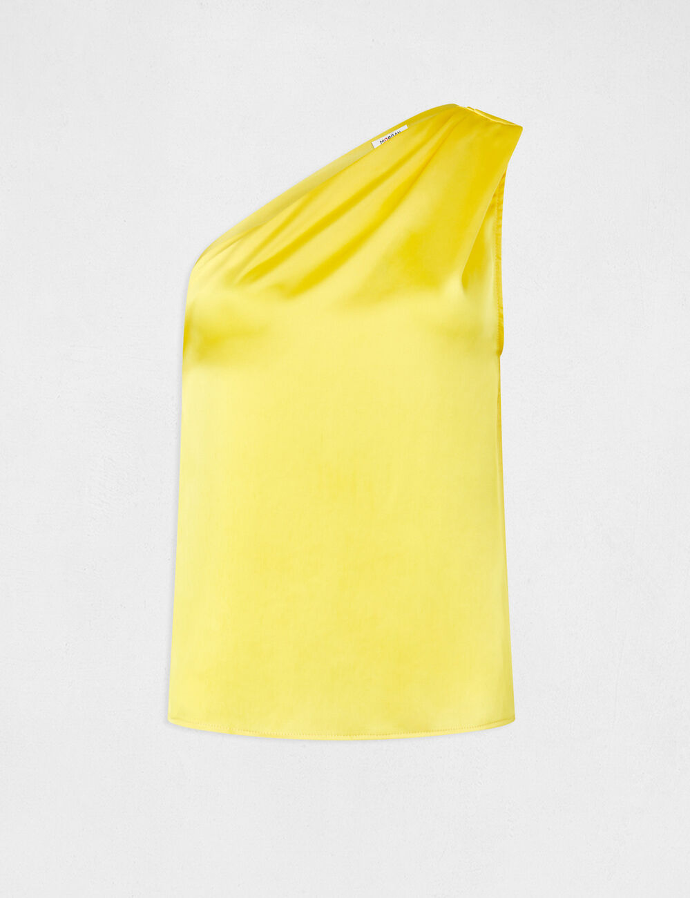 Blouse asym&eacute;trique satin jaune femme
