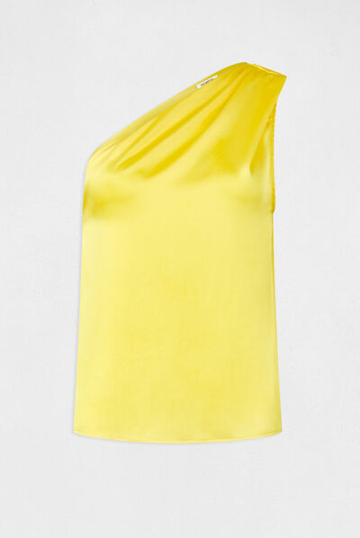 Blouse asymétrique satin jaune femme