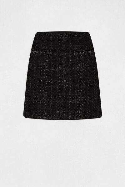 Jupe droite taille haute noir femme