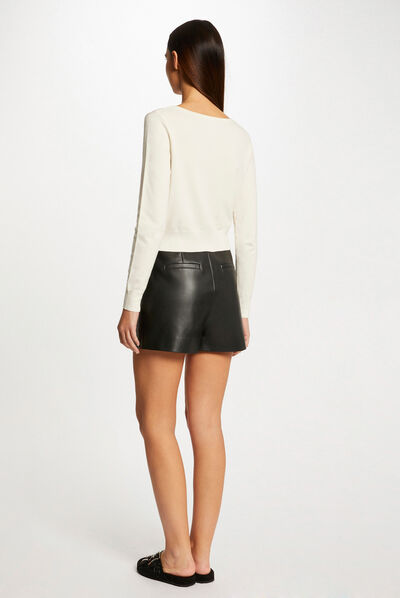 Gilet manches longues boutonné ecru moyen femme