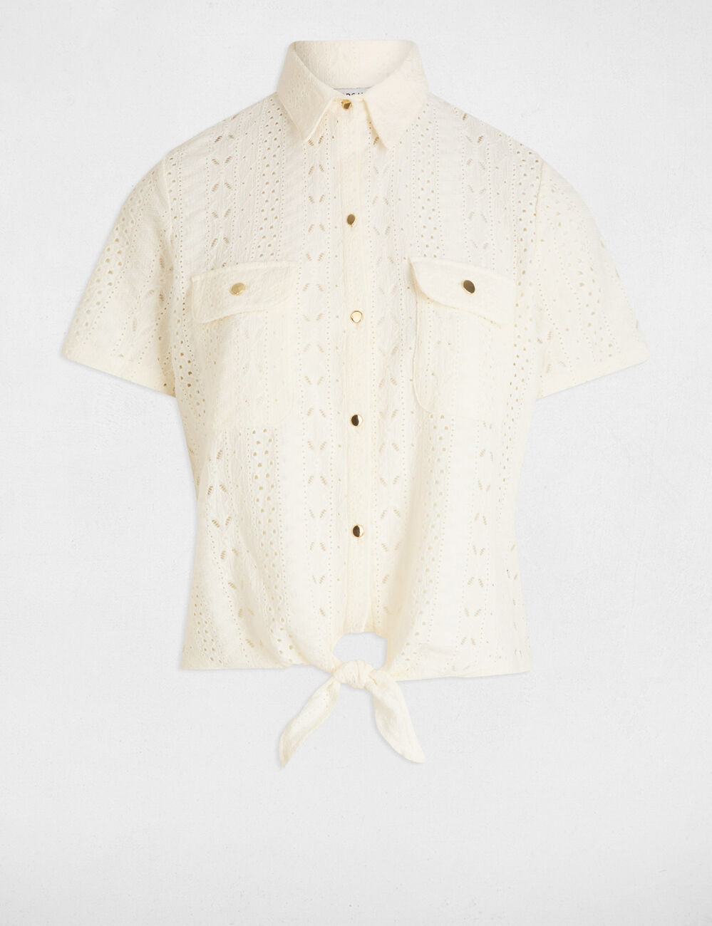 Chemise manches courtes ivoire femme