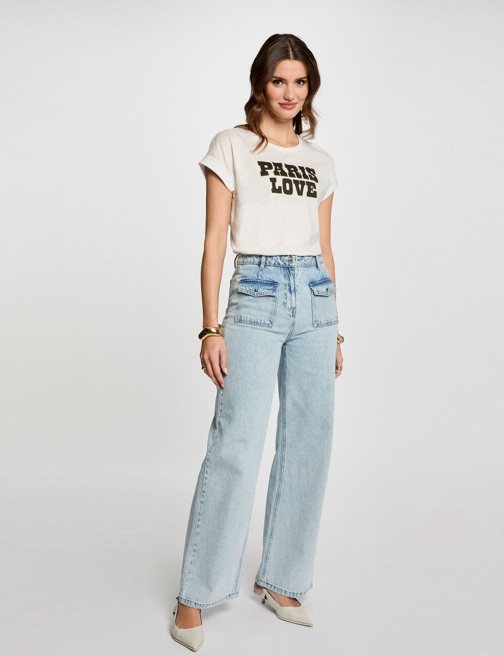 T-shirt à inscription blanc femme