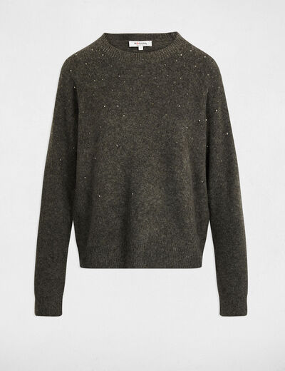Pull ajust&eacute; strass gris fonc&eacute; femme