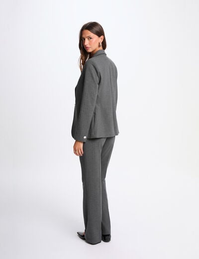 Blazer ajust&eacute; ray&eacute; gris moyen femme
