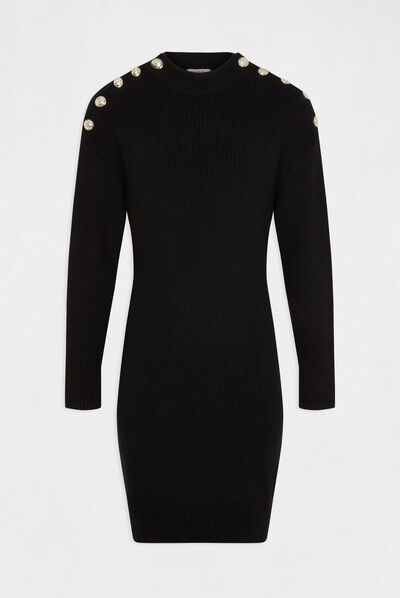 Robe pull ajustée avec boutons noir femme