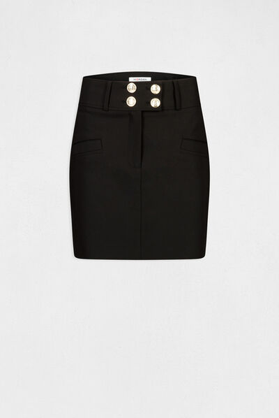 Jupe droite avec boutons noir femme