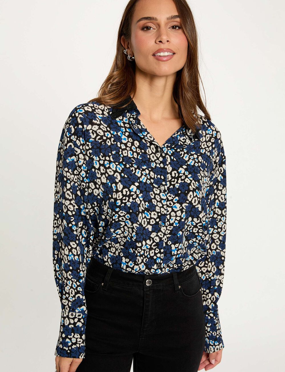 Chemise fluide imprim&eacute;e multicolore femme