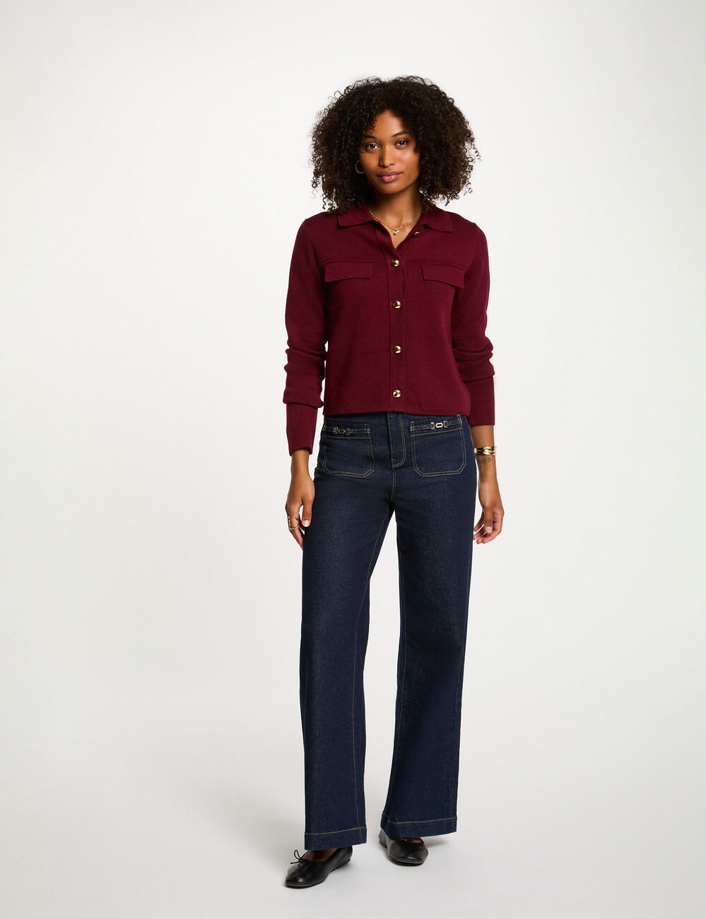 Gilet manches longues bordeaux femme