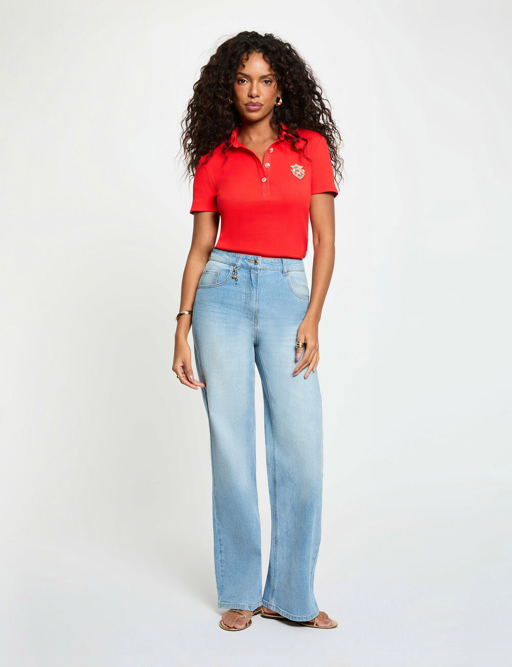 T-shirt manches courtes rouge vif femme