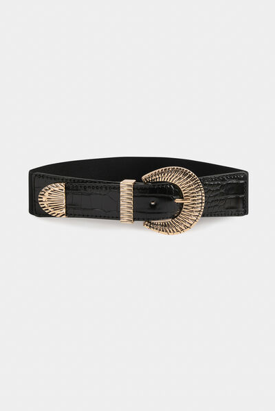Ceinture élastiquée avec boucle noir femme