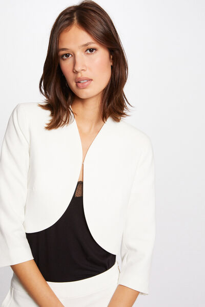 Veste droite manches 3/4 ecru femme
