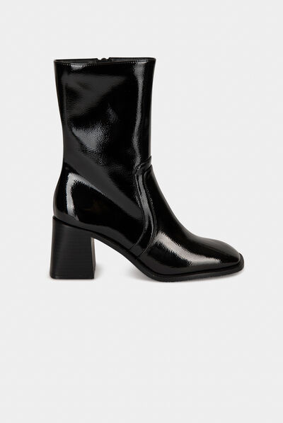 Bottines à talons vernies noir femme